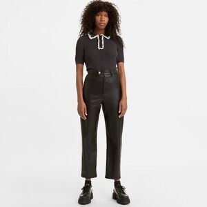 Levi’s Math Club Slacks Black Vegan Leather Ankle Trouser Pants Size 28